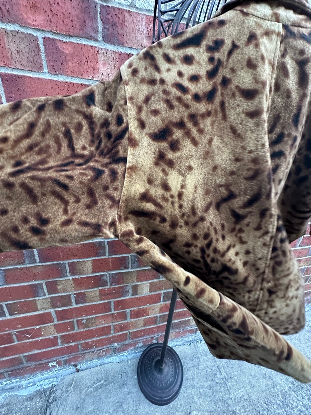 Linda Allard Ellen Tracy Brown BOHO Print Velour Jacket Relaxed Fit Lined Art - Picture 7 of 17